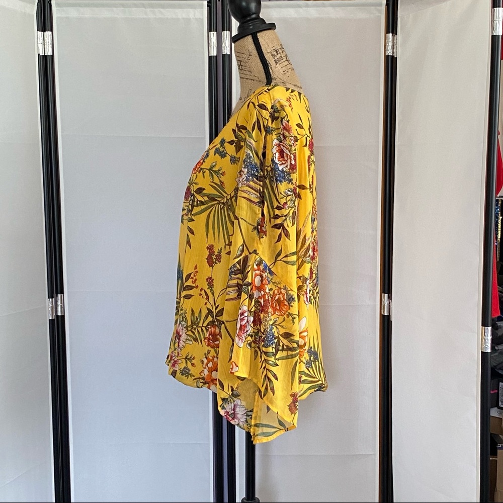 ALYX Yellow Floral Print Woven Blouse Sz XL - Picture 5 of 15